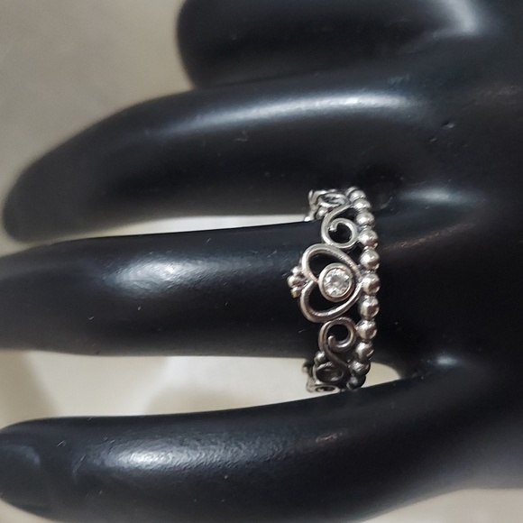 Pandora Princess Tiara Crown Sterling Silver Ring Sz